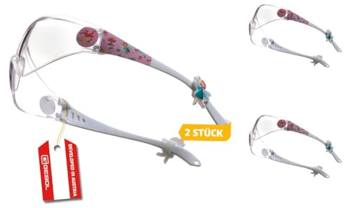 Gebol Little Helpers, 2 Stk. Kinderschutzbrillen aus Polycarbonat mit Brillenstoppern & Personalisierungs-Stickern, kratzfest, leicht & bequem, Klar, Märchenwald
