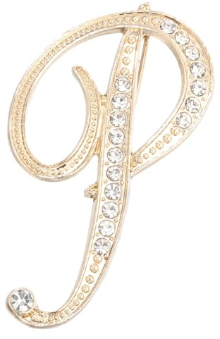 PATIKIL Broches con Letra, Broches de Letra Inicial P con Strass, Alfiler de Solapa de Metal con Cristal, Alfabeto A-Z para Mujeres, Joyería, Regalo, Artesanía, Ton
