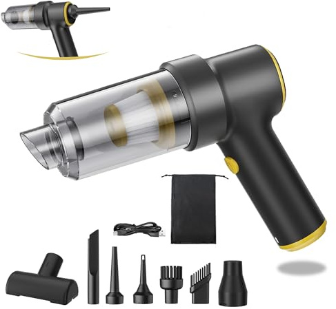 COCCKO Handheld Vacuum Cleaner, 12000PA 4-in-1 Car Vacuum Cleaner,Brushless Motor Car Hoover, Rechargeable 6000mAh Battery,Portable Mini Hoover, Cordless,for Home,Office, Pet Hair