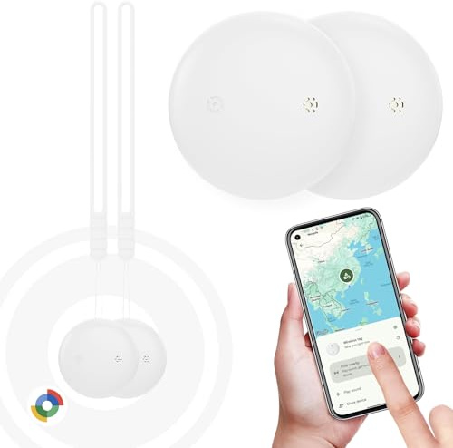 Smart Android Tracker Tag - Bluetooth Smart Tag 2 Pack Work with Google Find Hub, Tracker Devices, Item Finder for Key, Luggage, Suitcase, Wallet Bike, Backpack, Key Finder, Replaceable Battery