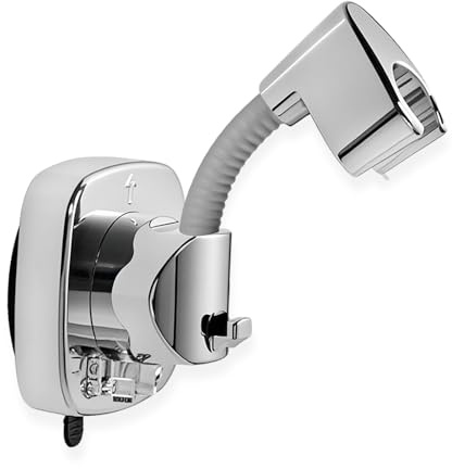 Suction Cup Handheld Shower Head Holder - Reusable - 360 Swivel Adjustable - Wall Mount Shower Wand Holder - ( Chrome Finish)