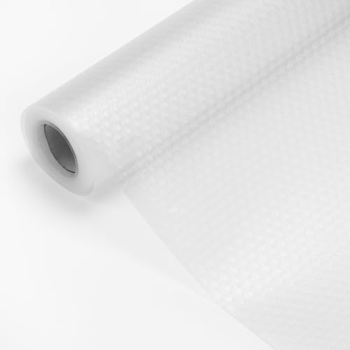 STARNINE Waterproof Shelf Liners Mat Kitchen Drawer Cabinets Liner Oil Proof Non Slip Fridge Mats Cut To Size Fridge Cupboard Liner Mats EVA BPA Free (Transparent (White), 45cm x 5M)