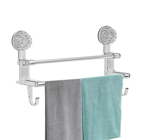 Toalleros de Baño Sin Taladro Barra de toalla con ventosa, barra de toalla adhesiva, estante de toalla de succión, puerta de ducha, barra de toalla adhesiva, estante de toalla de baño de acero inoxida