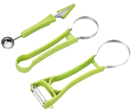 Warmhm Cucchiaio per Melone in Acciaio Scavino Ergonomico per Frutta con Tagliabacchetta Banana Strumento per Anguria e Facile da e Usare in Cucina