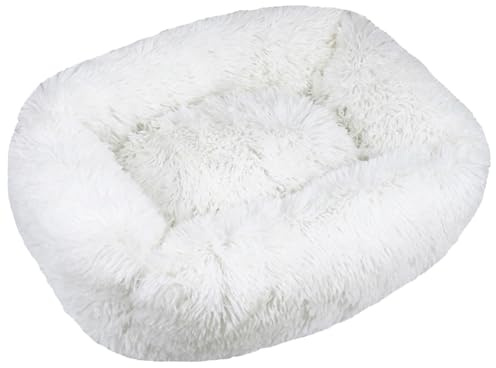 HotYou Orthopädisches Hundebett Rechteckiger Fluffy Wolke Hundekissen Hundesofa Katzenbett Kuscheliges Hundekorb Waschbar Rutschfester und Wasserdichter Boden,Weiß,M 66 * 55 cm（<9KG）