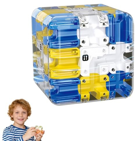 3D Labyrinth Würfel,1/2 PC Cube Magique Labyrinthe 3D, Marmor-Labyrinthwürfel, Lernspiel, Geschenk für Familienfeiern zu Hause (Blau)