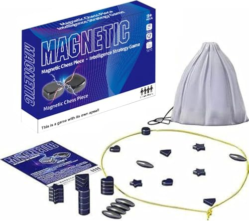 Ajedrez Magnetico,Juego de ajedrez magnético portátil con imán para Viajes y Camping. con 40 Piedras magnéticas como Regalo (B)
