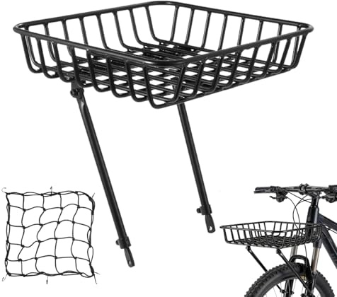 Portaequipajes de Bicicleta Delantero, Capacidad de 10 kg, Delantera Cesta para Bicicleta, Soporte de Transporte Delantero Estante de Equipaje Soporte de Carga, aleación de Aluminio