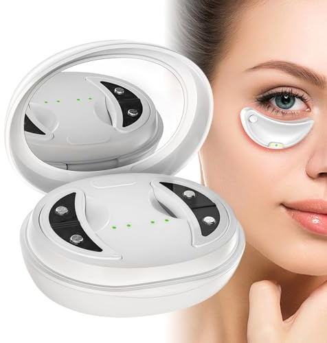 Mimoqk Eye Massager, Rechargeable Red Light Device, Eye Masque Vibrating Massager with Soothing Heat, Dark Circle, Puffiness Reduction, Relaxation for Home, Office, Travel, Family, Friends