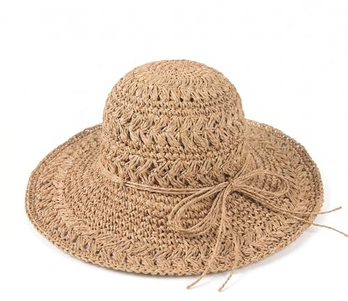 Sombrero de Paja de Las Mujeres， Sombrero de Sol de ala súper Ancha para Viajes Decoración Vacaciones, Suave Transpirable