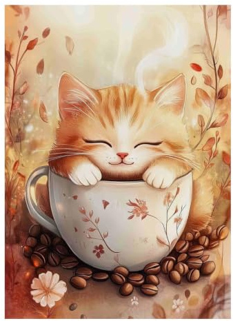 Puzzle Mini 1000 Pièces Chat Tasse Café pour Adultes | 38x26cm Carton, Décoration Maison, Coupe Précise, Cadeau Réunion, Détente Esprit