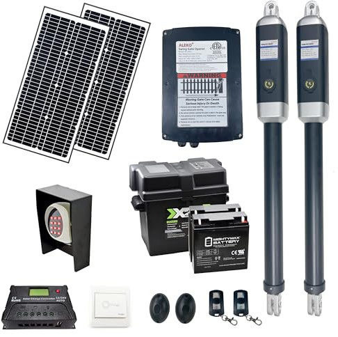 ALEKO Dual Swing Gate Opener | Automatic Driveway Gates Operator | ETL Listed Opener | GG900 | (900 ETL Listed, Solar 60W Accessory Kit)
