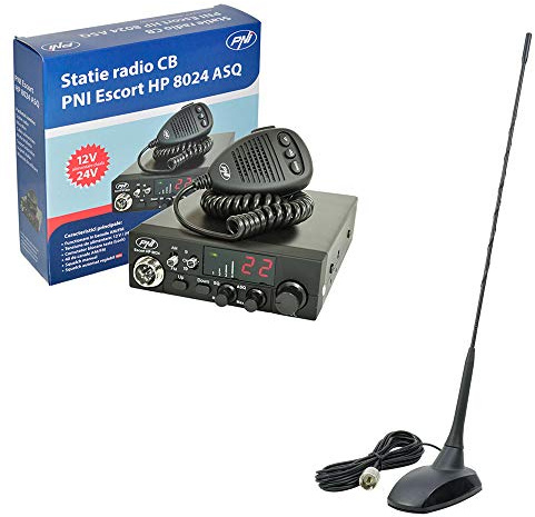 Paquet Radio CB PNI Escort HP 8024 ASQ + Antenne CB PNI Extra 48 avec Base magnétique