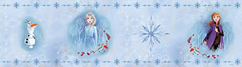 AG Design Olaf mit ELSA und Anna, Frozen 2, Disney, dekorative Wandbordüre für Kinderzimmer, 5 m x 14 cm, WBD 8156, Blau, 0,14m, WBD 8109