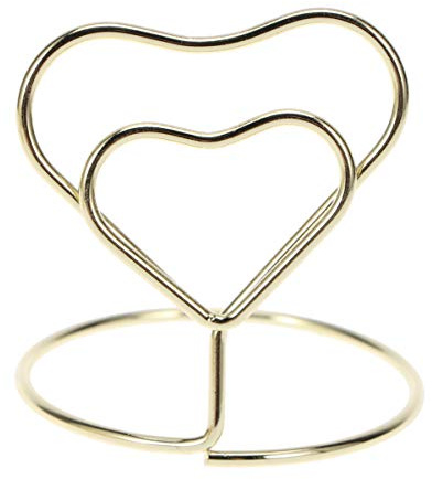 HEMOTON Tischkartenhalter Herz Fotohalter Platzkartenhalter Memohalter Tischkarte Ständer für Hochzeit Geburtstag Weihnachten Party Tisch Dekoration Ornament Golden 10 Stück