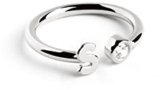SINGULARU - Anillo Personalizado Letter Diamond Plata - Anillo Ajustable - Plata de Ley 925 con Acabado Baño de Rodio - Talla Unica - Joyas para Mujer - Hecho en España