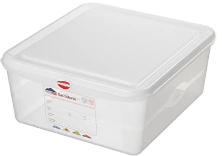 Gastronorm 2/3 Lot de 6 conteneurs alimentaires avec couvercle hermétique 13,5 l, 354 x 325 x 150 mm, transparents