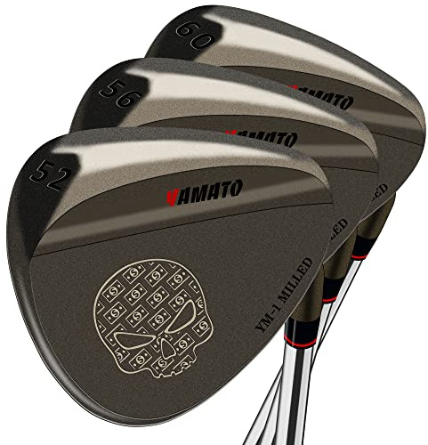 Yamato Golf-Unterlegkeile für Männer und Frauen, 3 Stück, 50/52/54/56/58/60 – für Männer und Frauen – gefräste Seite für hohe Drehung – tolles Golf-Geschenk 52/56/60 Grad