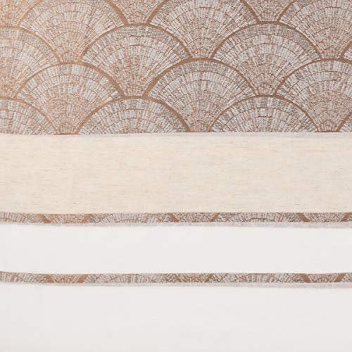 SCHÖNER LEBEN. Gardinenstoff Dekostoff Leinenoptik Streifen Fächer Terracotta weiß 1,50m Breite