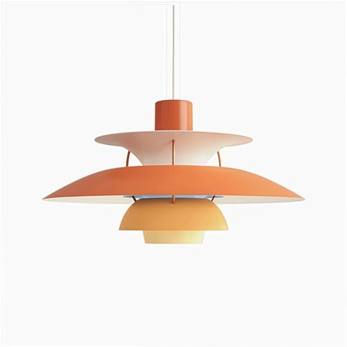 PH5 Pendelleuchte Esstischlampe Kronleuchter,Moderne Minimalistische Hängelampe Verstellbarer Schnur,Blendschutz mit E27 Sockel,Ideal für Kücheninsel,Esszimmer,Wohnzimmer und Schlafzimmer 30CM-Orange