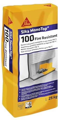 SIKA - Mortero refractario - Sika MonoTop 100 Fire Resistant gris - Construcción y Reparación - Baldosas y ladrillos refractarios - 25 kg