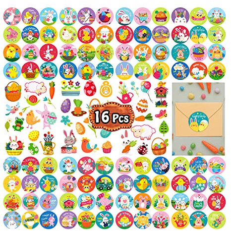 Acevegue 16 Blatt Osterdeko Aufkleber, Kinder Ostern Basteln Kleine Ostergeschenke Stickers Kinder Ostereier Osterdekoration, Ostern Basteln Ostern Deko Ostern Geschenke Kinder Mitgebsel Frohe Ostern