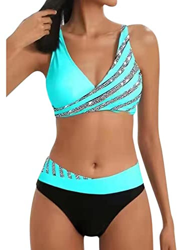 Bikini Donna Sexy Push Up Taglia Forte Swimwear Costume Piscina Curvy Due Pezzi Brasiliana Beachwear Imbottito Spiaggia Costumi da Bagno Vita Alta Bikini Triangolo Costume da Bagno Mare