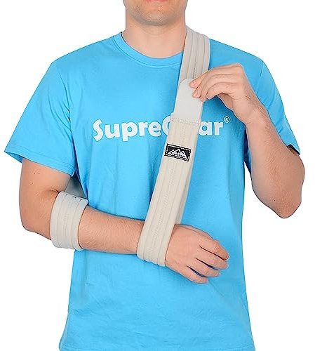 supregear Arm Sling, Adjustable Shoulder Brace Immobilizer Rotator Cuff Lightweight Swathe Support for Shoulder Injury, Broken/Fractured Bones for Left and Right Arm Men and Women (Grey, M)