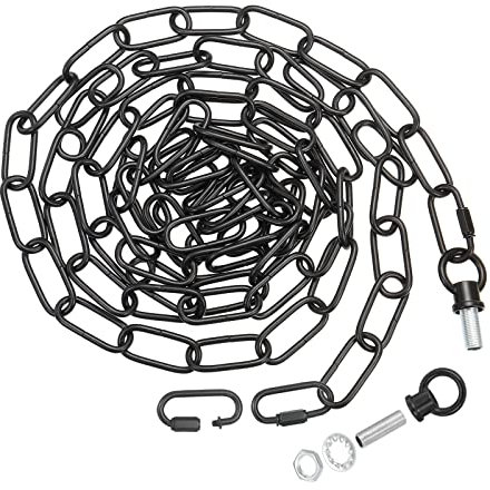 PATIKIL 10 Piedi Illuminazione Catena per Appeso Lampada Lampadario Catena Luce Fissaggio Catena Carico Capacità 65 Libbre per Ciondolo Chiaro Soffitto Ventola Nero