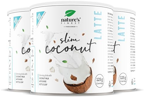 Nature's Finest Slim Coconut Latte, Getränkepulver 375 g (3er Pack) | Kokos-Latte mit Artischocken- & Brennnesselextrakt auf Bio-Reisdrink-Basis - vegan, ohne Zuckerzusatz