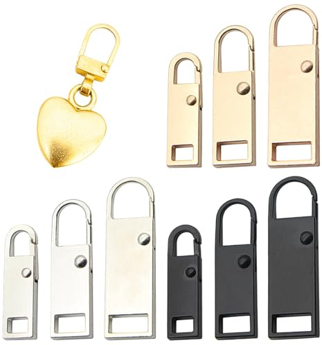 Ansodo 10 Pcs Reißverschluss Zipper, Ersatz-Reißverschlüsse aus Metall ziehen, Reißverschluss Pull Tab Gepäckzubehör, für Jacken Jeans Koffer Hosen Gepäck