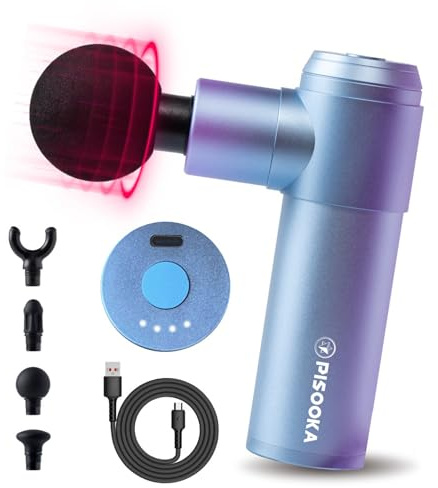 Project Mars PISOOKA X2 Mini Massagepistole Klein & Leicht (0,5kg) – 70W Starkes Handmassagegerät für Nacken & Rücken – Edles Metallgehäuse Hellblau, Leise Massage Gun mit 4 Aufsätzen & USB-C (Blau)