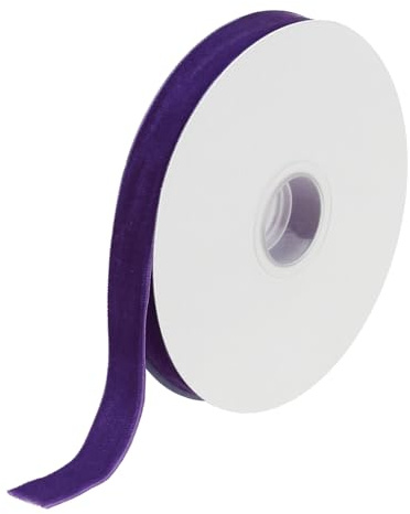 QUARKZMAN 1.5cm x 9m Cinta de Terciopelo, 5/8 x 10 Yardas Terciopelo Sedoso para Ramos Manualidades Regalos Envoltura Boda Fiestas Navidad DIY Púrpura Profundo
