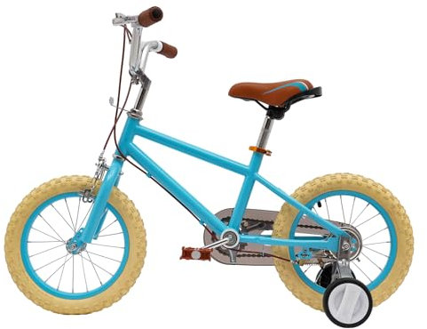 Cutycaty Kinderfahrrad 14 Zoll für Mädchen und Jungen Ab 3-6 Jahren - Mit Stützrädern, Höhenverstellbar (Blau)