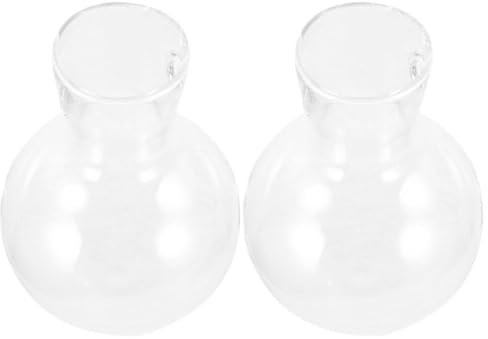 Toddmomy 2Pcs High Borosilicate Glass Vase Accessories with Wooden Stand Transparent Round Glass Bulb Flowerpot for Home and Office Hydroponic Decoration