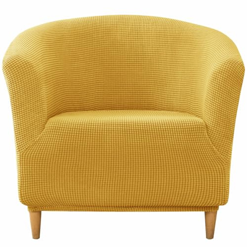 CLGTY Sesselschoner, Kariert Sesselüberwurf 1 Stück Stretch Club Chair Stretch Sesselhusse Für Wohnzimmer rutschfest Weich Sesselbezug Waschbar Für Bar-gelb-1 Stück