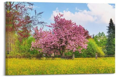 Wandbild, Naturposter, Kirschbaum, dekorative Leinwand, Familie, Schlafzimmer, Kunstwerk, Bild, Gemälde, 60 x 90 cm