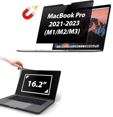 WIKIPARTS New 16.2 Magnetic Privacy Screen Protector for MacBook 16 M1 Pro 2021-23 Laptop Privacy Screen Protector, Privacy Protection & Anti UV& Anti-Blue Light &Ant i-Glare (16:10)