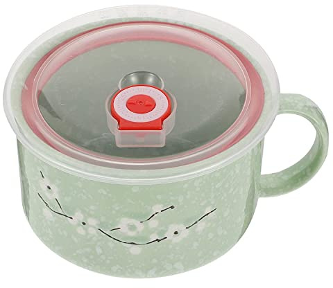 Handtag Soppkopp Soppskål ， Keramiska soppmuggar Mikrovågsugn keramisk nudelskål med handtag soppskål Ramen spannmålsskål for hem kök Grönsaksinredning Rosa(Pink)