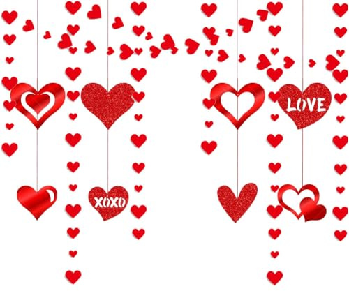 Cuore Rosso Ghirlande Appese，Decorazioni Pendenti Cuore，Decorazione Appesa Per San Valentino，Decorazioni Per San Valentino，Love Decorazioni，Decorazione Romantica Di San Valentino, Matrimon