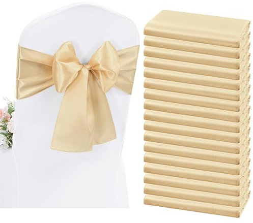 YMHPRIDE 50 fasce per sedie in raso, per champagne, per matrimoni, feste, compleanni, hotel, casa, cucina, decorazioni (champagne, 200 cm)