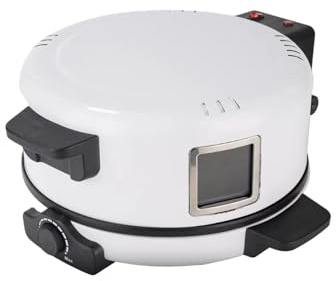 Qianly Pizzaera Máquina de Pizza Horno de Encimera Eléctrico con Doble Calentamiento Ventana de Visualización Y Base Antideslizante de Acero Inoxidable Apta, Blanco, Individual