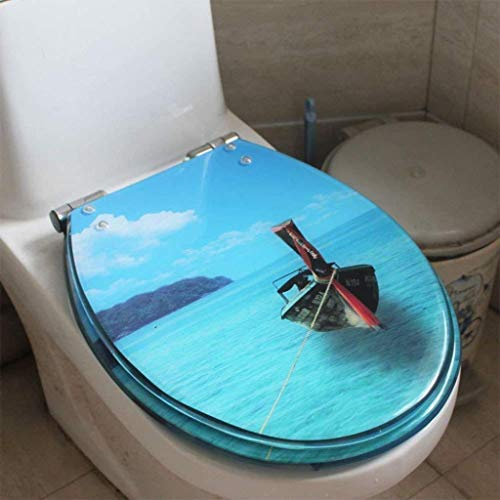 5JJJLOOOPP Toilet Seat Resin Universal Toilet Cover Toilet Cover Descending U/V/O Toilet Cover Thickening 15.7-18.1x13.4-15 Inch (Color : H) (N)
