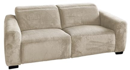 KAWOLA Big Sofa 3 Sitzer Sofa mit Relaxfunktion, Couch, Relaxsofa 3 Sitzer, Wohnzimmer Sofa, Sofa mit Relaxfunktion Elektrisch, Cord Cremeweiß