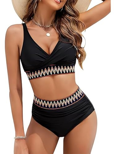 Forbabe Bikini Damen Push Up Bademode Sexy V Ausschnitt Badeanzüge Zweiteiliger Bauchweg Bademode für Damen