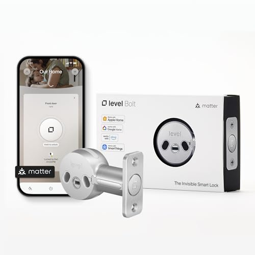 Level Bolt Smart Deadbolt - Make Your Lock Smart Without Changing Keys or Hardware - Matter-Over-Thread Plus Apple Home Key - Keyless & Remote Access via Apple, Alexa, Google Home, SmartThings