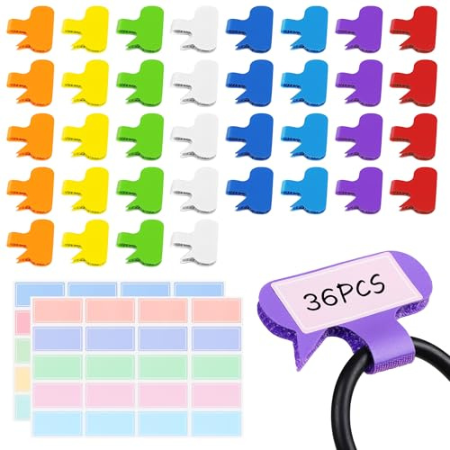 Summerbrite 36 Pezzi Etichette per Cavi, con 40 Etichette Adesive Colorate | Ovale, Multicolori Scrivibili, , Adatte per La Gestione Identificazione dei Cavi