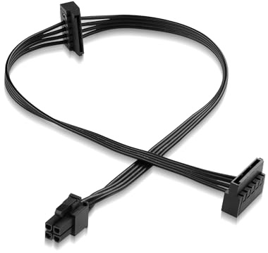 Cable adaptador de alimentación ELFJMZP de 4 pines a doble SATA de 15 pines - Compatible con la ampliación de HDD/SSD - 45 cm - Cable de alimentación Molex a 2x SATA