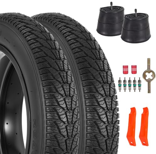 RUHUO Lot de 2 Pneus de Vélo Fat Bike 26x4.0, Ensemble de Pneus et Chambres à Air pour VTT 26 Pouces, de Vélo Repliables de Remplacement avec Démonte pour Vélos