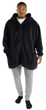 OHS Zip Up Blanket Hoodie Oversized Wearable Blanket Women Men Ultra Soft Warm Sherpa Fleece Jacket Women Men Hooded Blankets Sweatshirt Zip Up Hoodie, One Size - Black